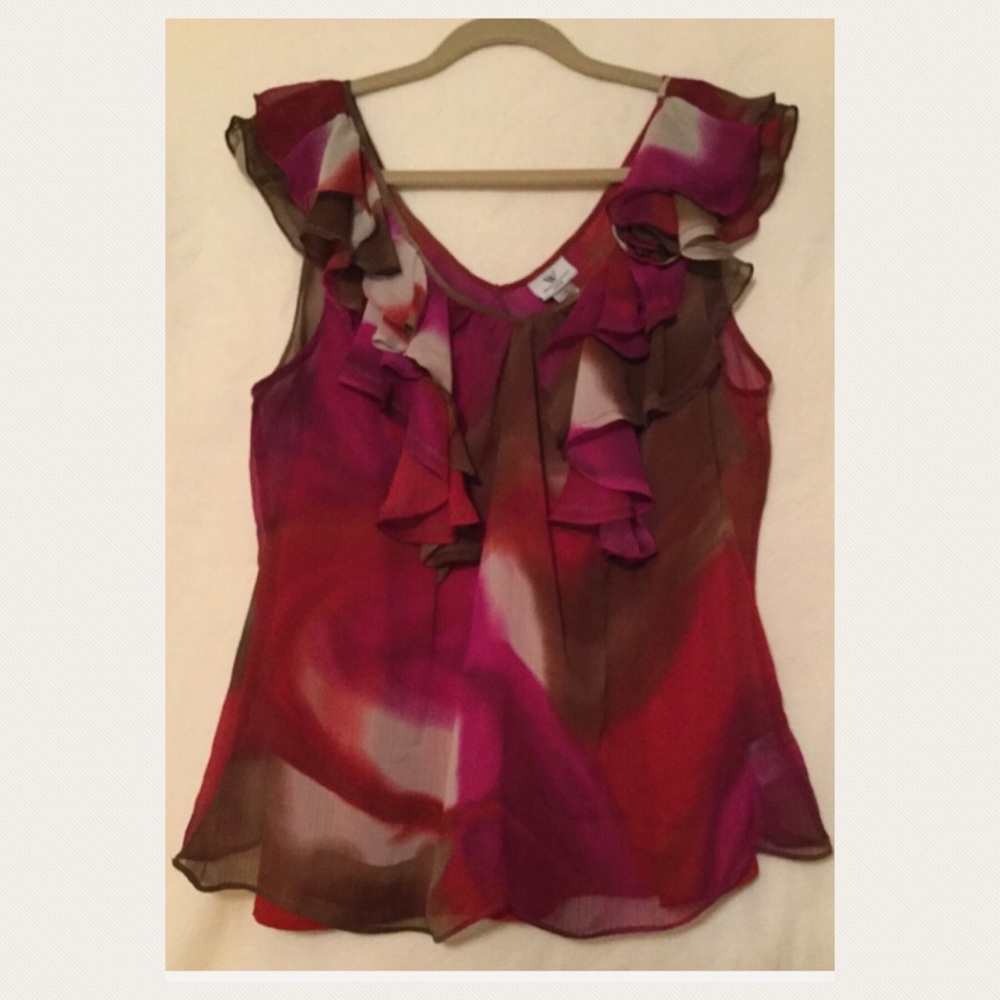 Worthington Ruffled Top with tank top Liner